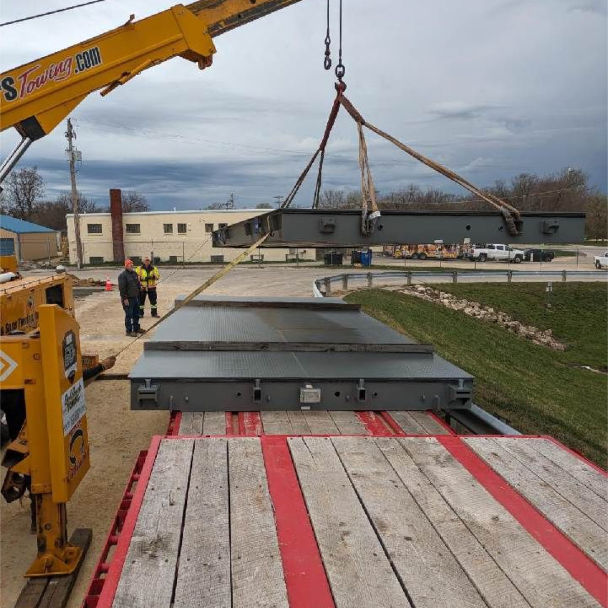 truck scale being installed